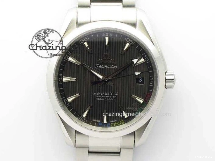 0723 Youthful Aqua Terra ‘PyeongChang 2018’ JHF Best Edition Black Dial On SS Bracelet A 8204